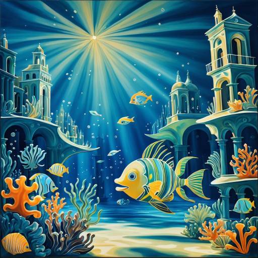 Underwater City with Vibrant Fish