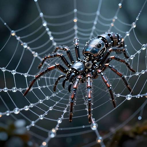 Mechanical Arachnid Weaving Mercury Web