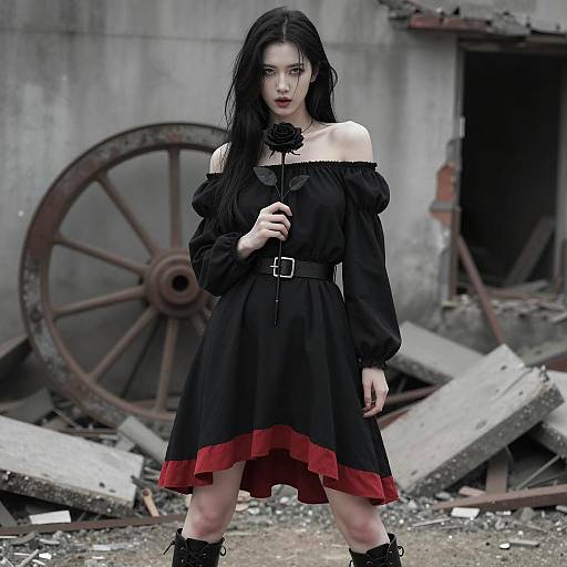 Dominant Asian Woman in Ruins