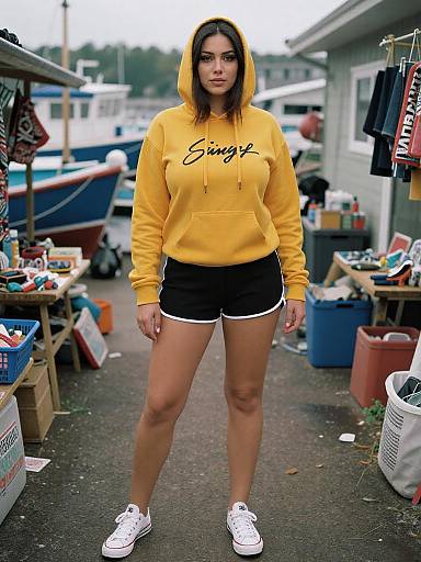 Photograph of a young woman with dark hair, wearing a yellow 