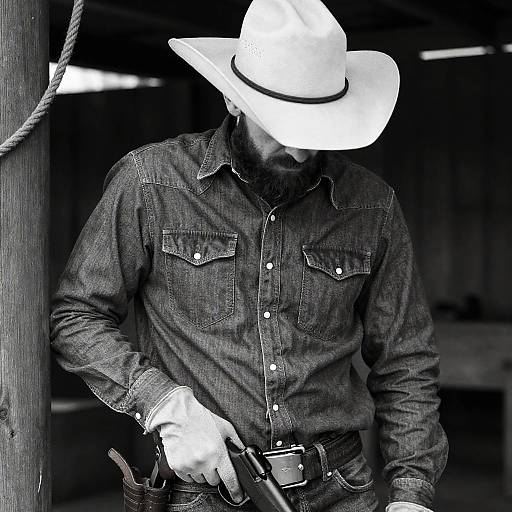 Cowboy Portrait in Black and White