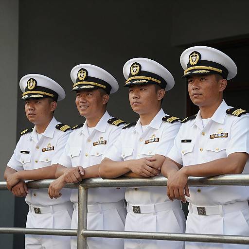 Naval Officers Portrait in White Uniforms