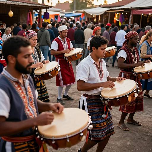 Diverse Musicians in Vibrant Market