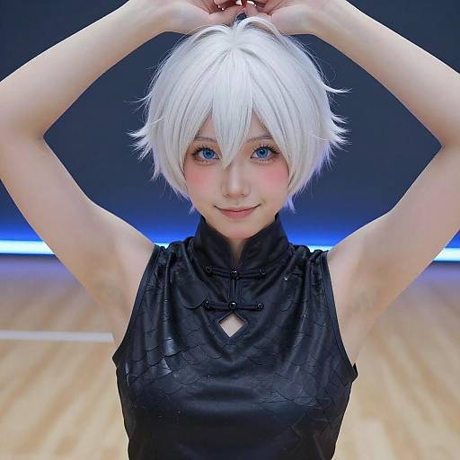 Person with White Hair and Blue Eyes