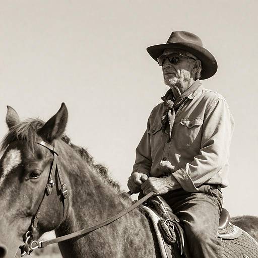 Vintage Portrait of a Rugged Horseman