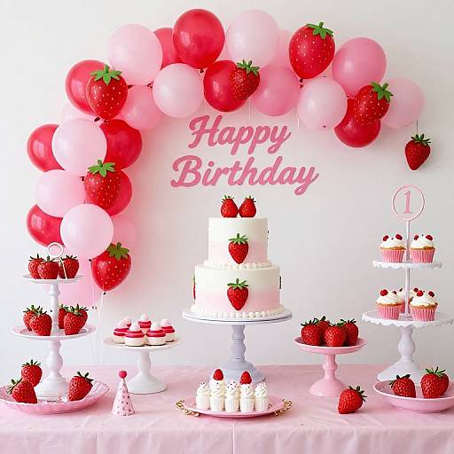 Strawberry Themed 1st Birthday Party Setup
