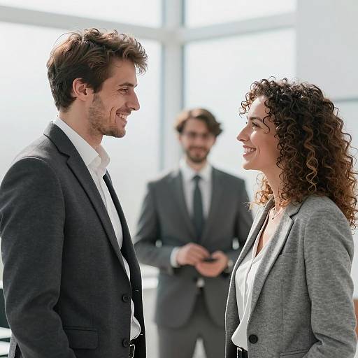 Smiling Colleagues in Bright Office