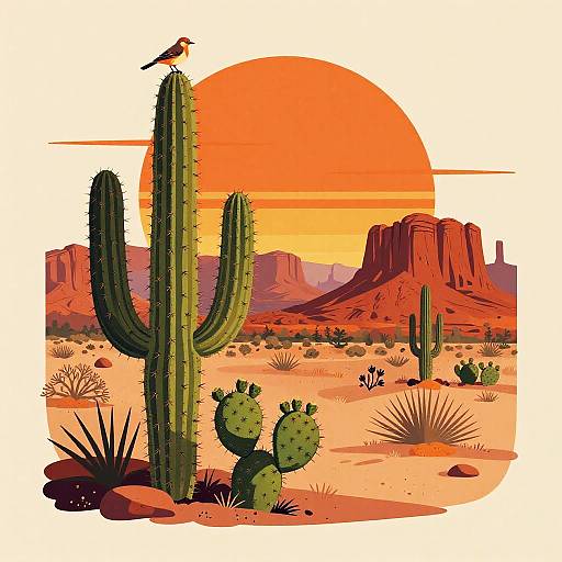 Vintage Southwestern Desert Illustration