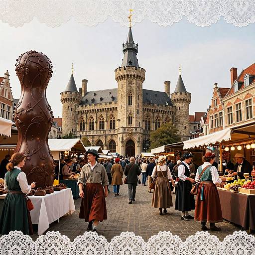Belgian Market with Stereotypical Symbols
