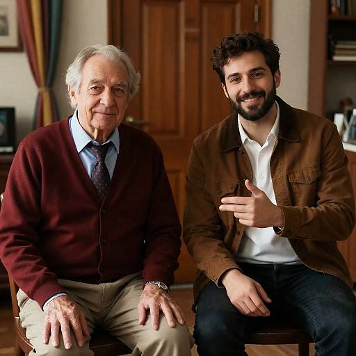 Two Men Enjoying a Cozy Conversation