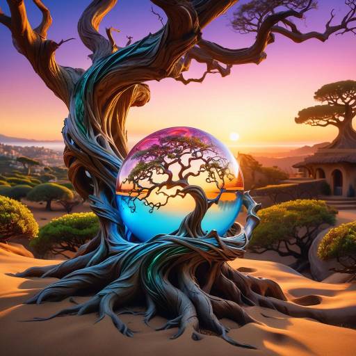 Ethereal Tree Root with Luminous Orb Ethereal Tree Root with Luminous Orb
