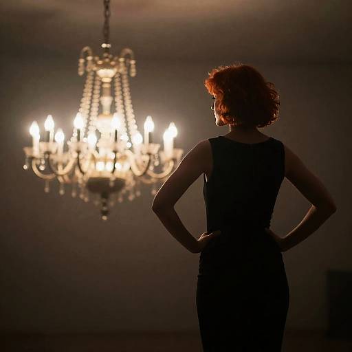 Mysterious Elegance: Woman and Chandelier