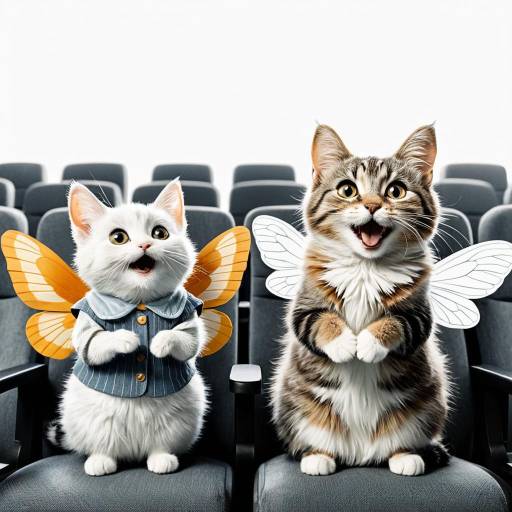 Fairy Cats Sitting in Movie Theater