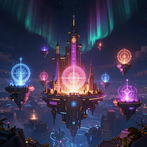 Futuristic Floating Mage City