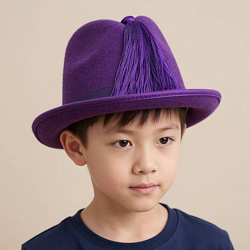 Boy Wearing Purple Costume Hat