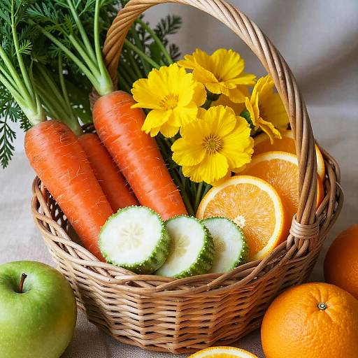 Vibrant Basket of Fresh Fruits and Vegetables