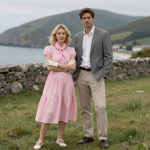 Couple on Grassy Hill in Nature