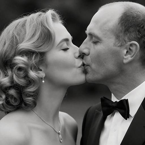 Romantic Black and White Kissing Portrait