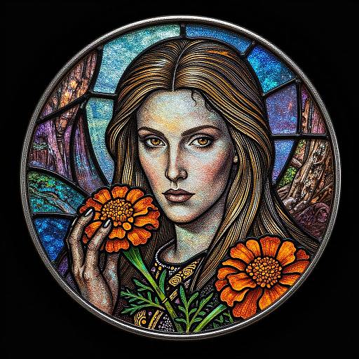 Vibrant Gothic Marigold Line Art Trinket