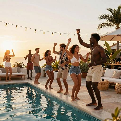 Vibrant Interracial Pool Party Scene
