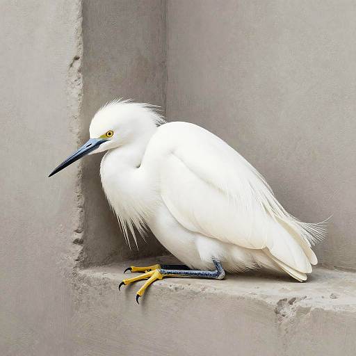 Shy Snowy Egret Winter Illustration