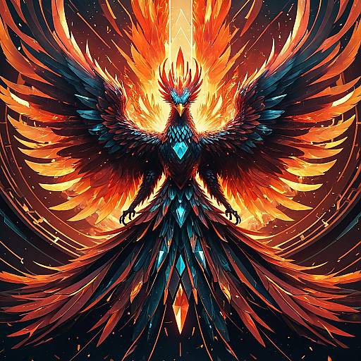 Cinematic Crystal Phoenix Abstract Artwork