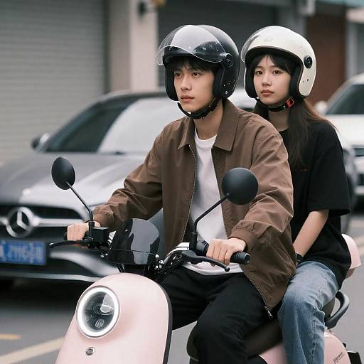 Urban Scooter Ride: Young Couple Adventure