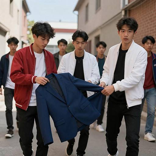 Urban Alleyway: Young Men in Action