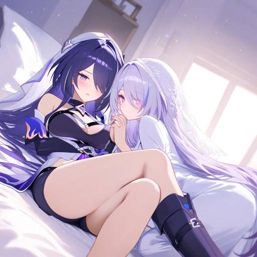 Anime Style Couple on Bed
