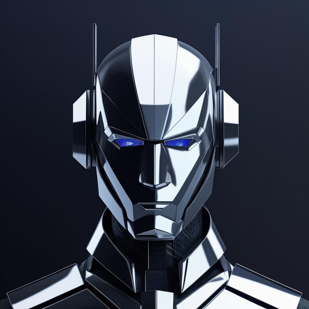 Futuristic Minimalist Robot Portrait Art