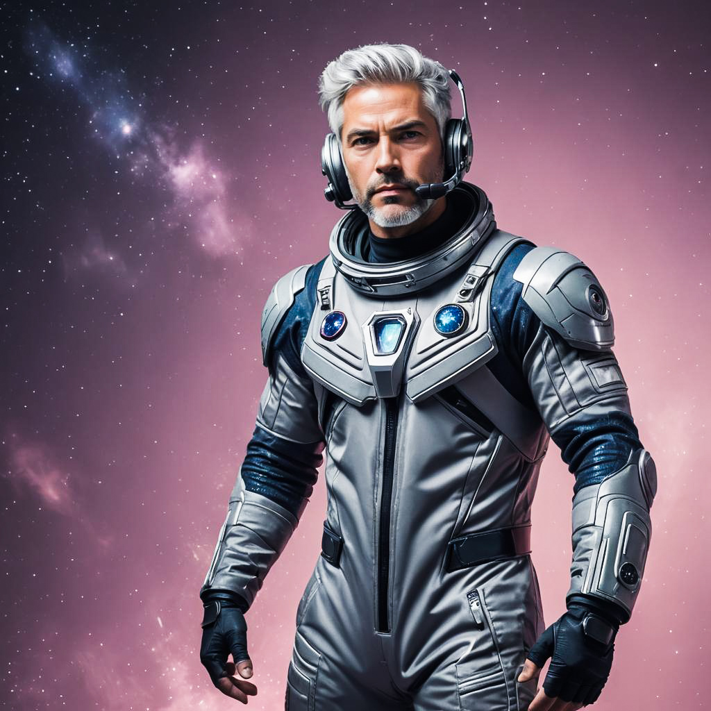 Astonished Astronaut in Galaxy Outfit