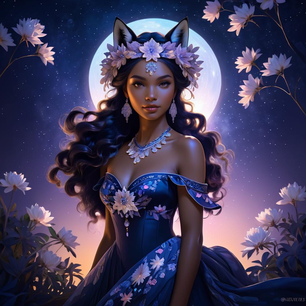 Celestial Twilight Portrait of Ethnic Beauty