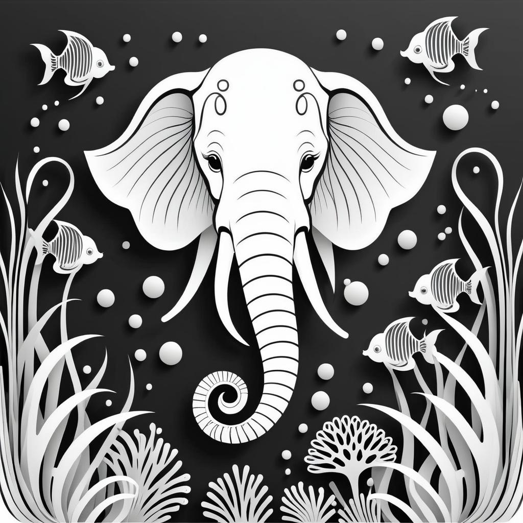 Black and White Ocean Animal Coloring Page