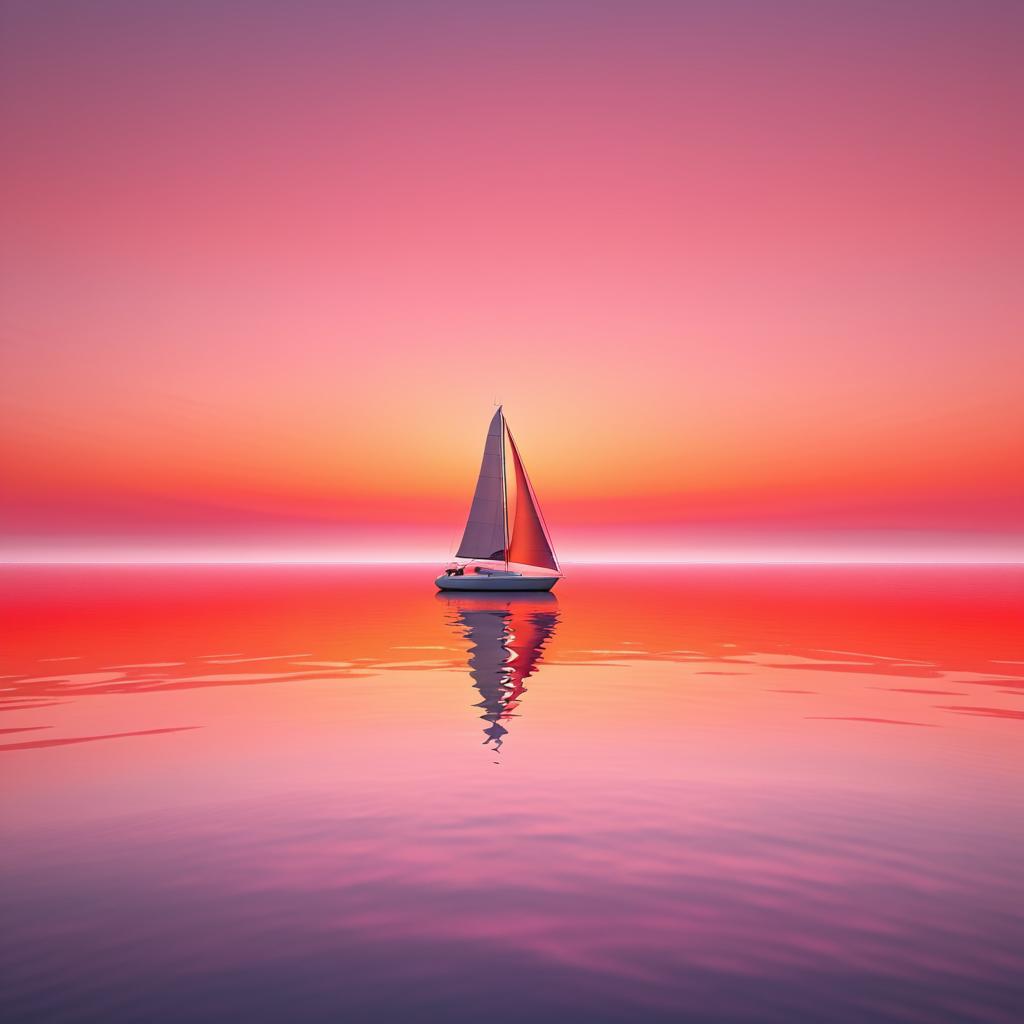 Tranquil Sailboat at Sunrise on Lake