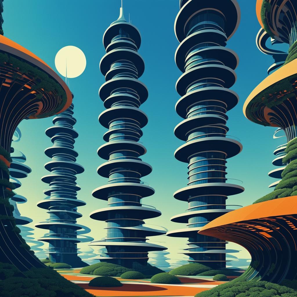 Intricate 70s Afrofuturism with Spiraling Design