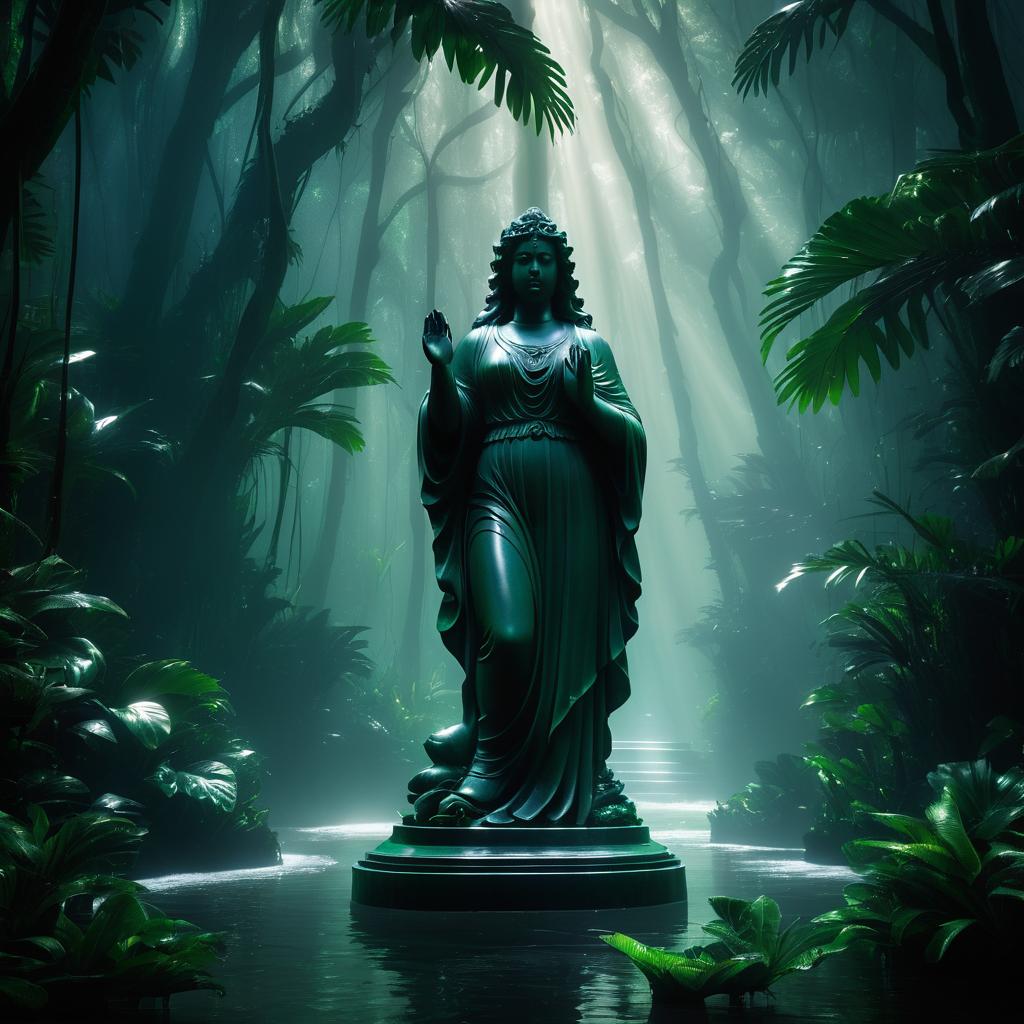 Mysterious Statue in Enigmatic Rainforest