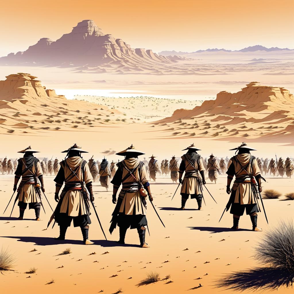 Nomadic Warriors in Desert Landscape