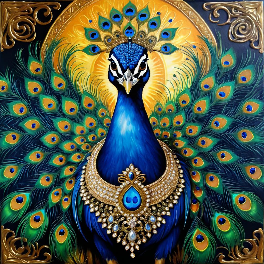 Surreal Renaissance Peacock with Tiara