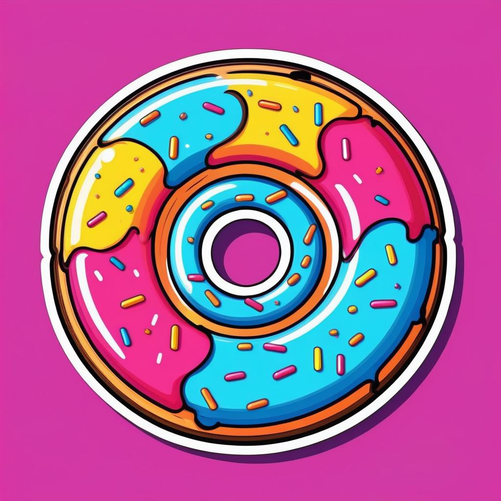 Vibrant Donut Pop Art Sticker Design