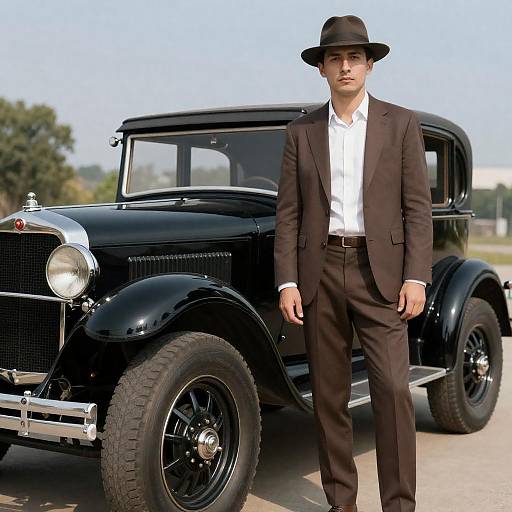 Vintage Style: Man and Classic Car