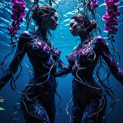Interconnected Bodies Amidst Orchid Vines