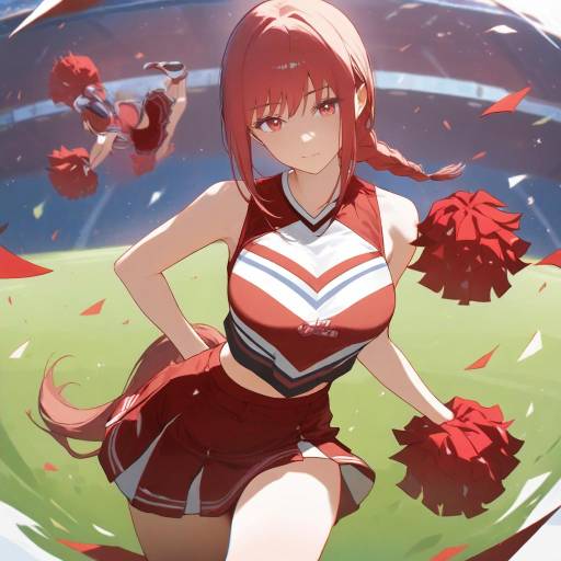 Vibrant Cheerleader Illustration of Makima
