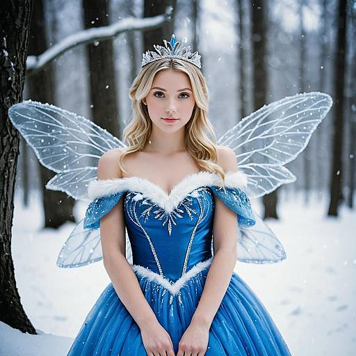 Enchanting Frozen Fairy in Blue Dress