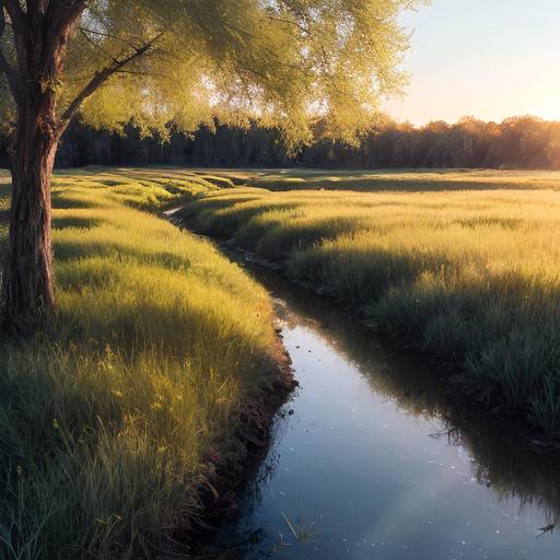 Serene Summer Riverbank Landscape