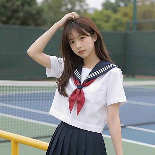 Outdoor Portrait of Asian Woman in Uniform