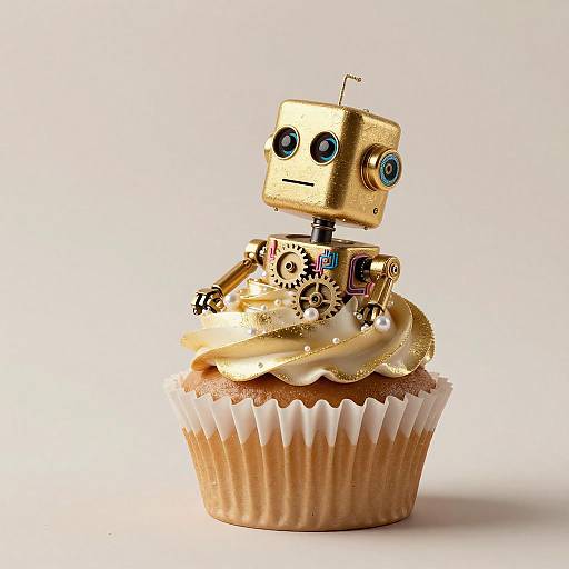Gilded Cupcake Automaton Double Exposure Portrait