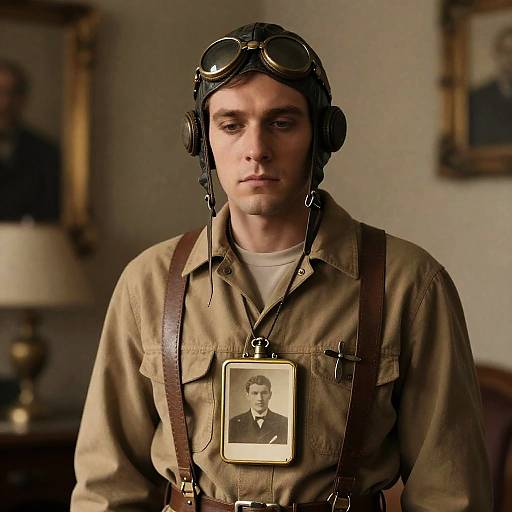 Melancholic 1940s Aviator in Opulence