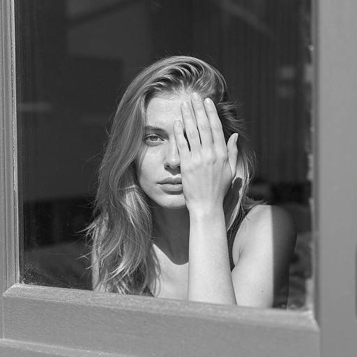 Moody Black and White Window Portrait
