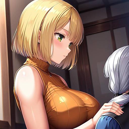 Illustration of Ashley graham, resident evil in the style of Lambda (kusowarota)