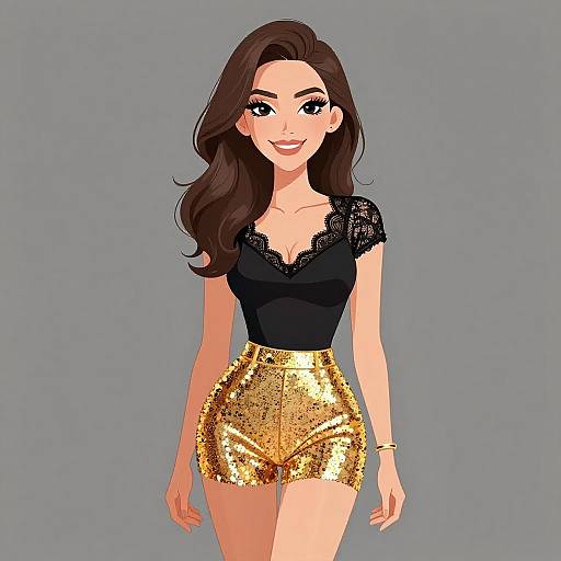 Glamorous Smiling Woman in Sequins